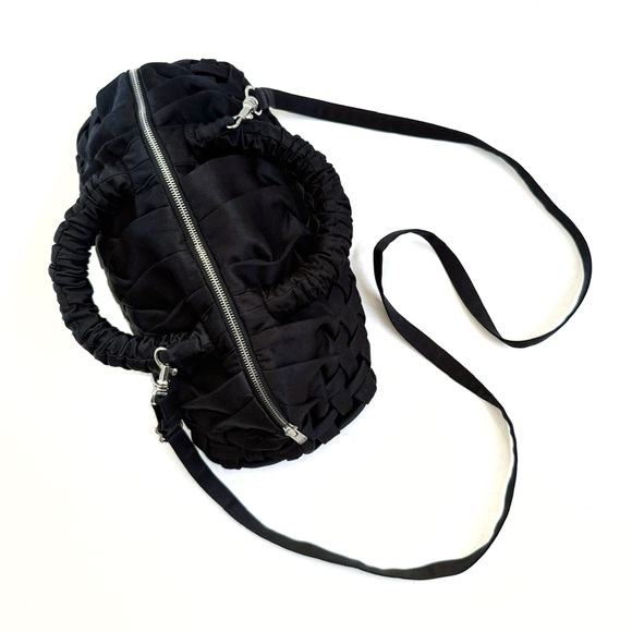 MERLETTE NEW YORK BLACK SATIN SILK BRAIDED LUNE MINI HANDBAG PURSE - Picture 5 of 10